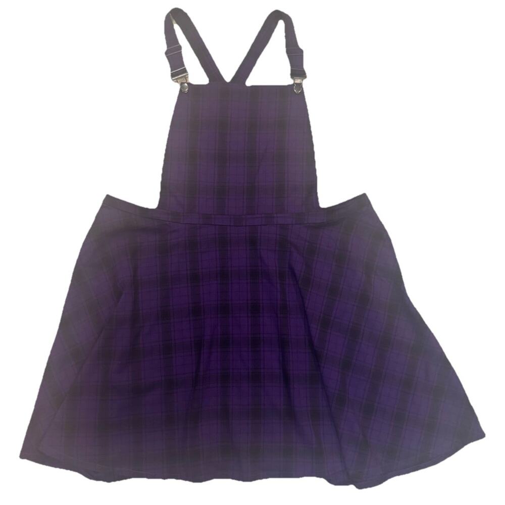 Hot Topic Purple Black Plaid Suspender Skater Dress Women’s Plus Size 4 - Picture 2 of 6